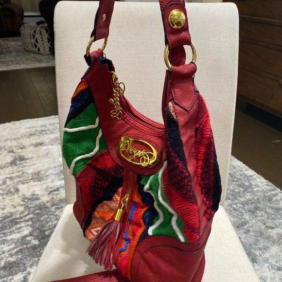 Vintage COOGI rare knitted red gold multicolor purse bag & wallet Hobo Shoulder - Picture 12 of 17